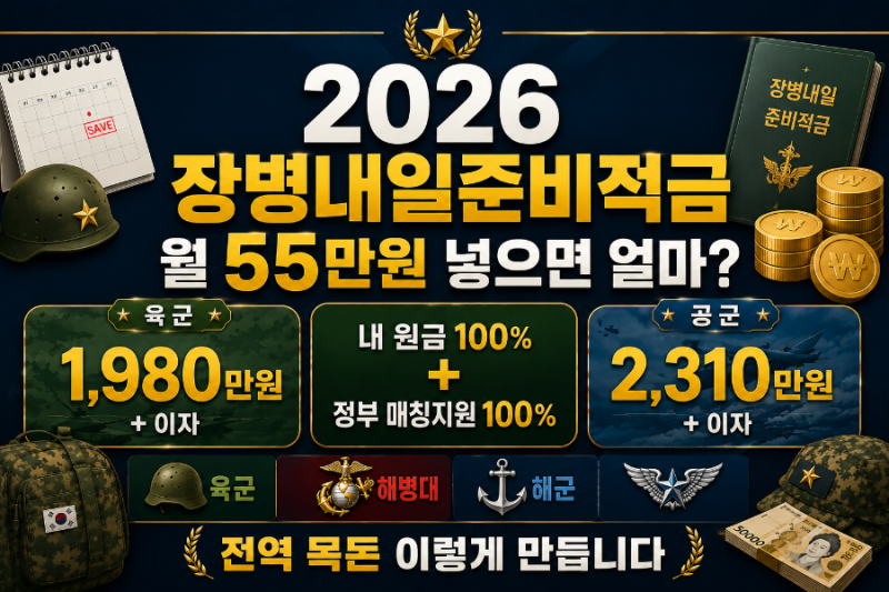 2026 장병내일준비적금 총정리 | 월 55만원 넣으면 얼마? 육군·해군·공군·해병대 전역 목돈 ....