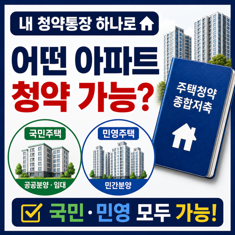 내 청약통장 하나로 과연 어떤 아파트에 청약할 수 있을까? : 국민주택과 민영주택 실전 청약....