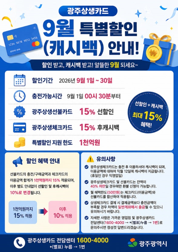 2026년 9월 광주은행 상생카드 할인율·한도·사용처 총정리”