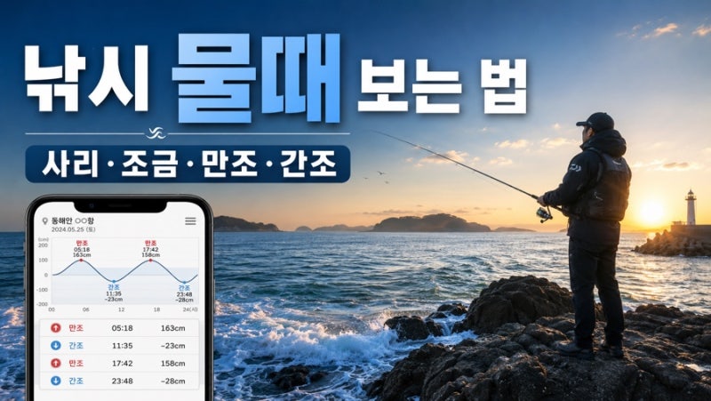 낚시 물때 보는 법｜사리·조금·만조·간조와 무늬오징어·쭈꾸미·갈치 공략