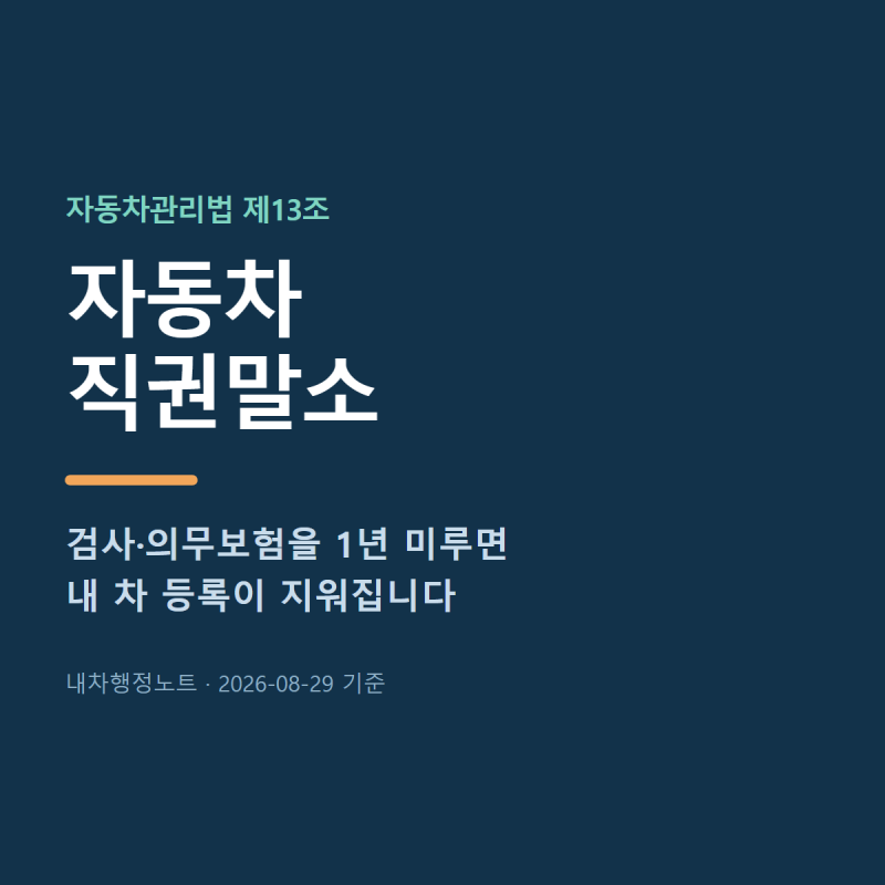 자동차 직권말소 | 검사·의무보험을 1년 미루면 내 차 등록이 지워집니다