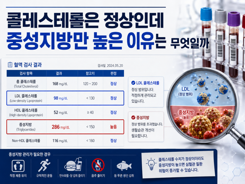 콜레스테롤은 정상인데 중성지방만 높은 이유는 무엇일까