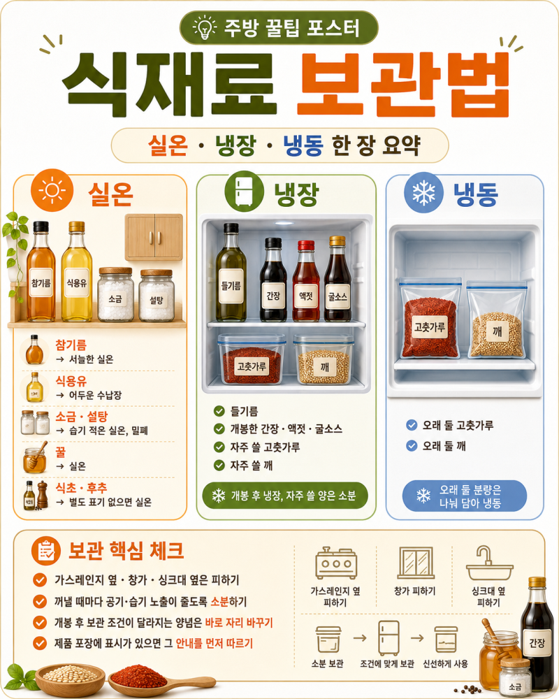참기름은 실온, 들기름은 냉장? 의외로 많이 틀리는 양념 보관법