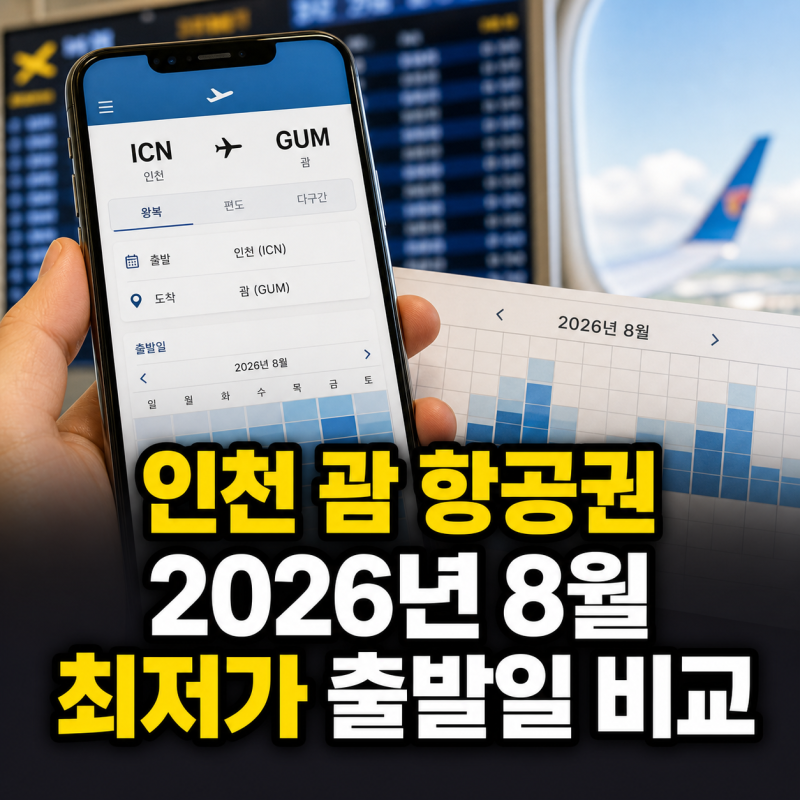 인천 괌 항공권 최저가 출발일별 월별 시세 비교 2026년 8월