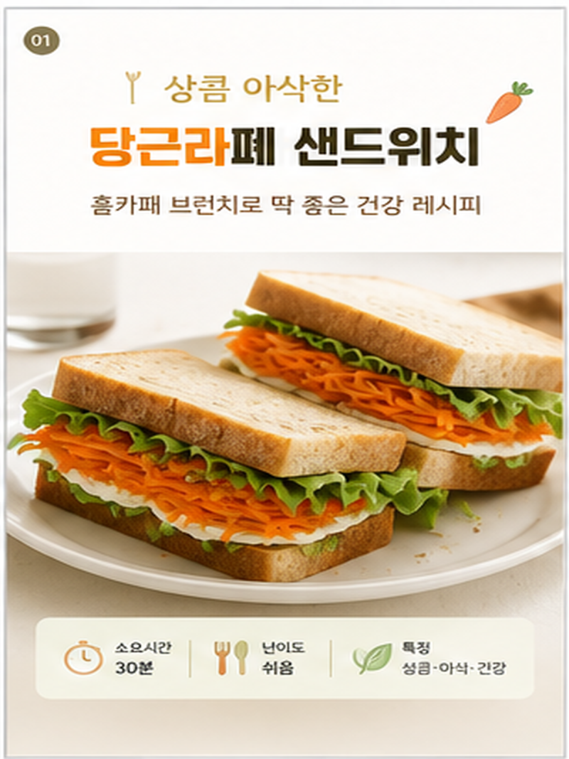 당근라페 레시피 샌드위치 만드는 법｜아삭하고 상큼한 초간단 브런치