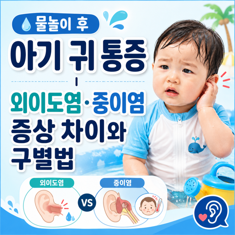 물놀이 후 아기 귀 통증｜외이도염·중이염 증상 차이와 구별법