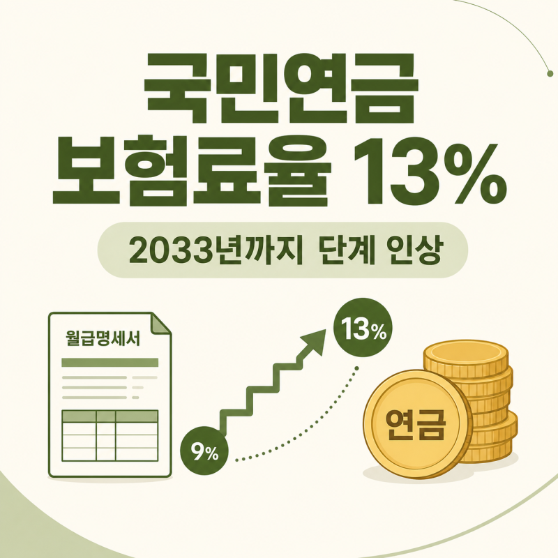 국민연금 보험료율 13% 인상, 내 월급 공제액과 예상 수령액 변화(+ 수령나이, 해지, 조기수령)