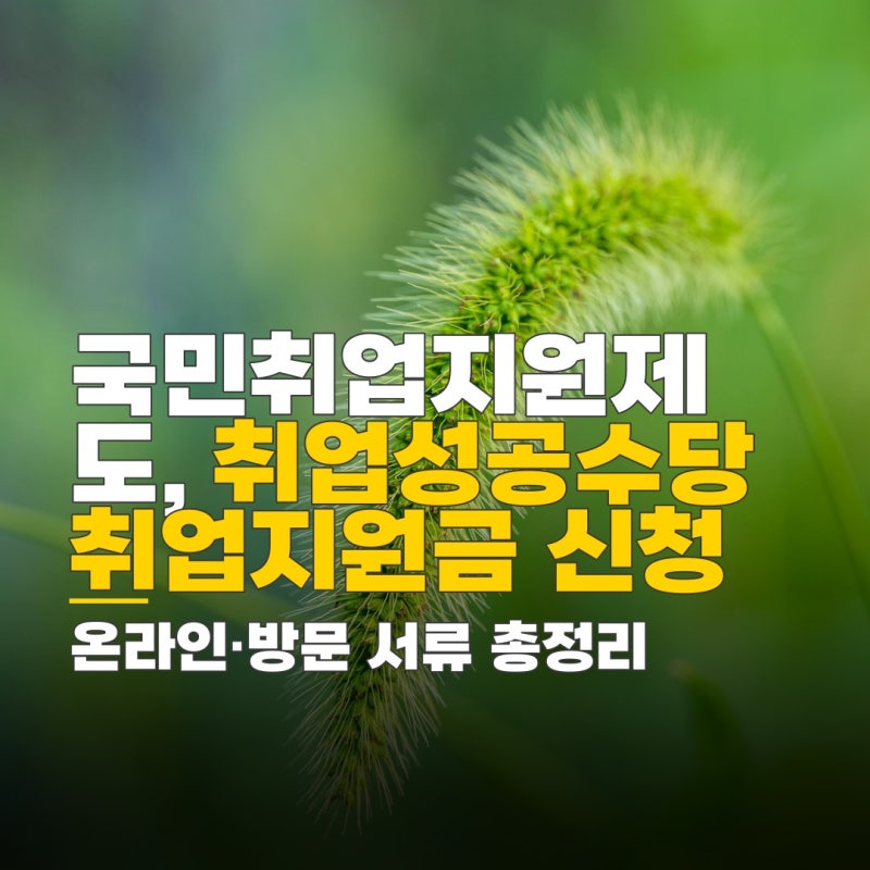 국민취업지원제도 취업성공수당 조건, 온라인 신청과 방문 시 필요 서류