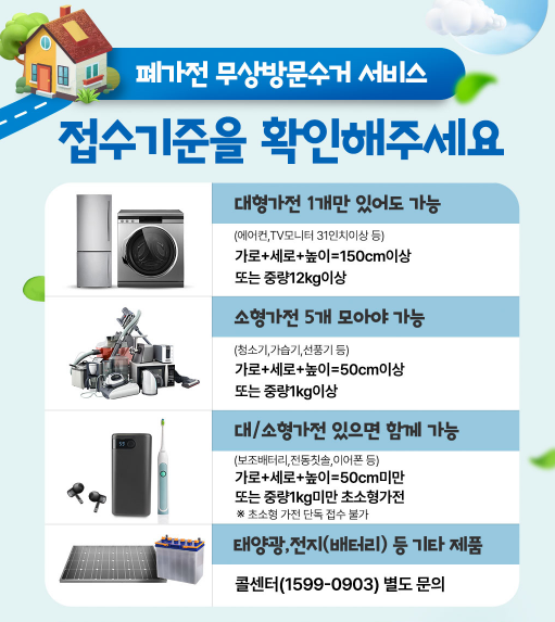 폐가전제품 무상수거신청 방법 및 대상품목 정리 (수수료 0원)