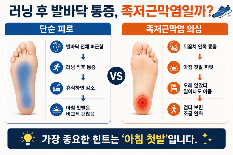 러닝 후 발바닥이 아프다면? 족저근막염과 단순 피로 구별하는 법