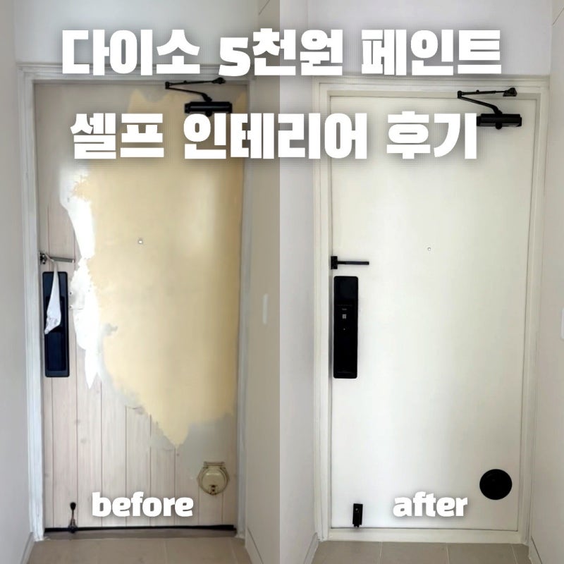 구축아파트 현관문 리폼, 다이소 5천원 페인트로 가능할까? 셀프인테리어 후기