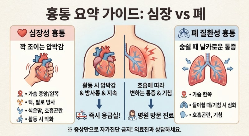 가슴이 콕콕, 묵직… 혹시 심장병일까?흉통의 원인과 반드시 알아야 할 위험 신호