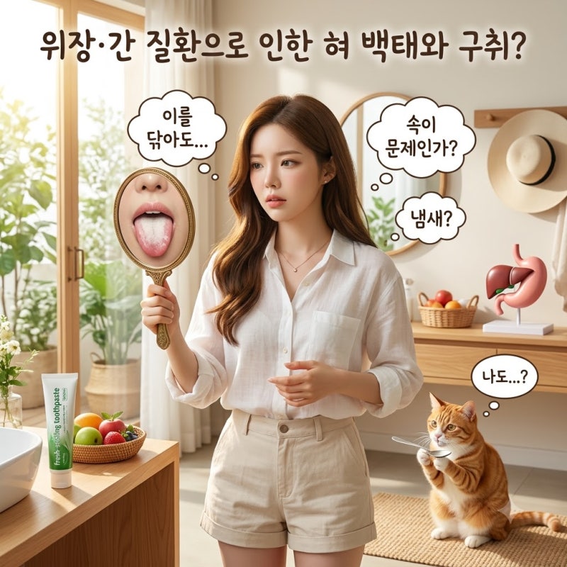 혀에 백태가 두껍게 끼고 입냄새가 심해지는 위장 및 간 질환