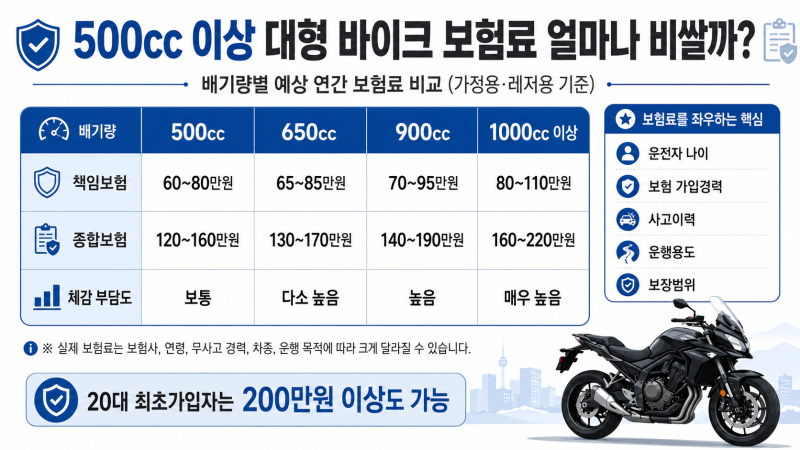 500cc 이상 대형 바이크 보험료 얼마나 비쌀까?