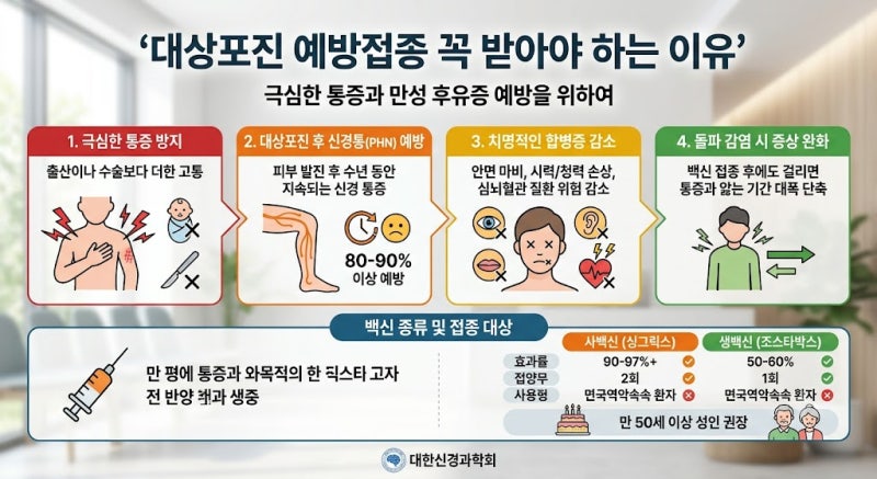대상포진 50세이상 예방접종 꼭 받아야하는 이유