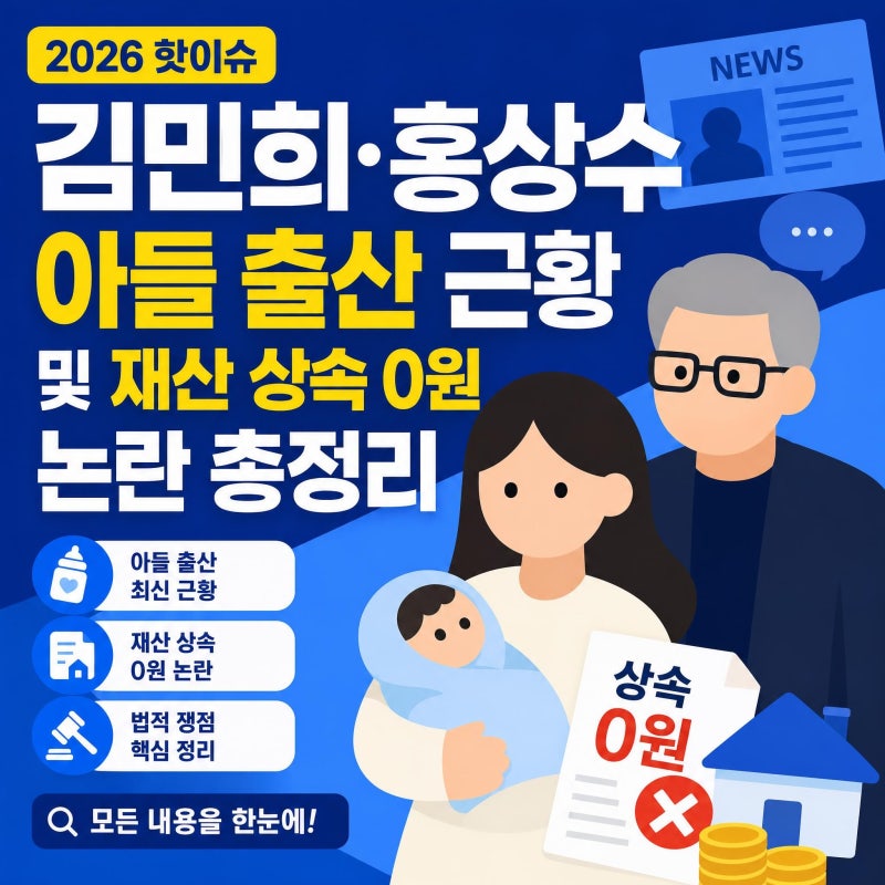 [2026 핫이슈] 김민희·홍상수 아들 출산 근황 및 재산 상속 0원 논란 총정리