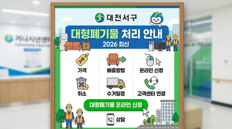 대전 서구 대형폐기물 가격·배출방법·온라인신청·취소·수거·고객센터 연결 2026최신