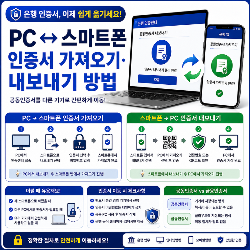 은행 인증서 PC에서 스마트폰으로 가져오기·내보내기 방법