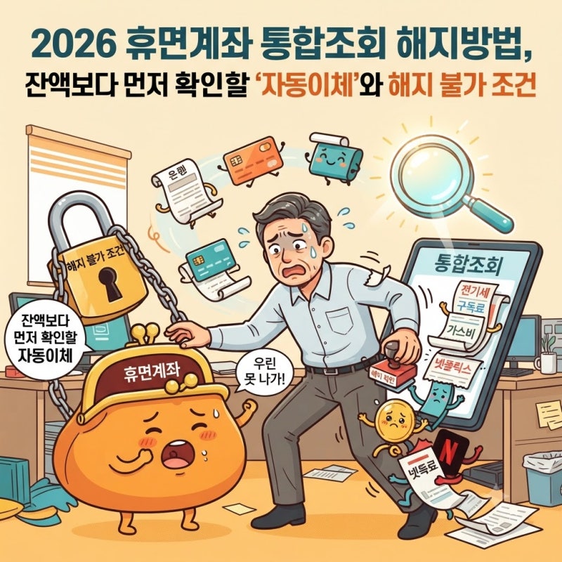 2026 휴면계좌 통합조회 해지방법, 잔액보다 먼저 확인할 ‘자동이체’와 해지 불가 조건