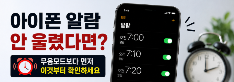 아이폰 알람 안 울렸다면? 무음모드보다 먼저 이것부터 확인하세요