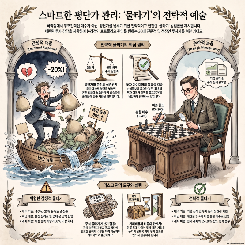 주식 물타기 뜻, 무작정 사면 계좌 망할까? 주식 물타기 계산기로 평단 낮추기와 분할매수 득....