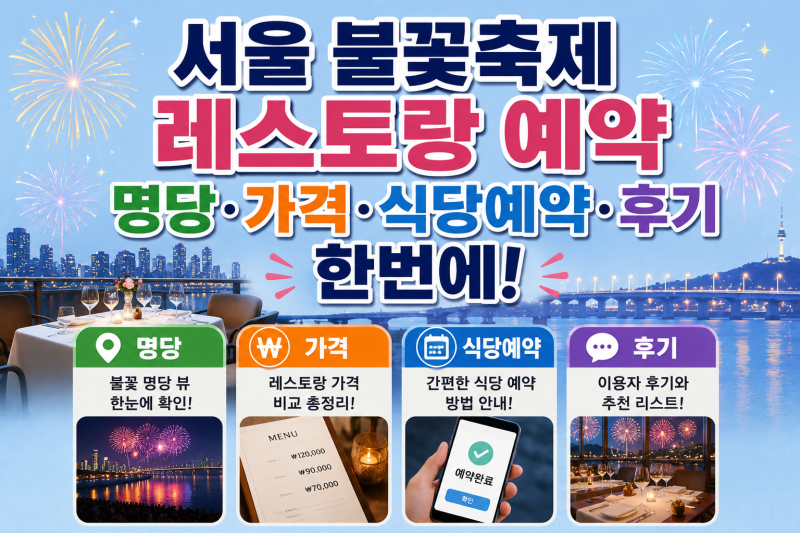 서울 불꽃축제 레스토랑 예약, 명당·가격·식당예약·후기 한번에