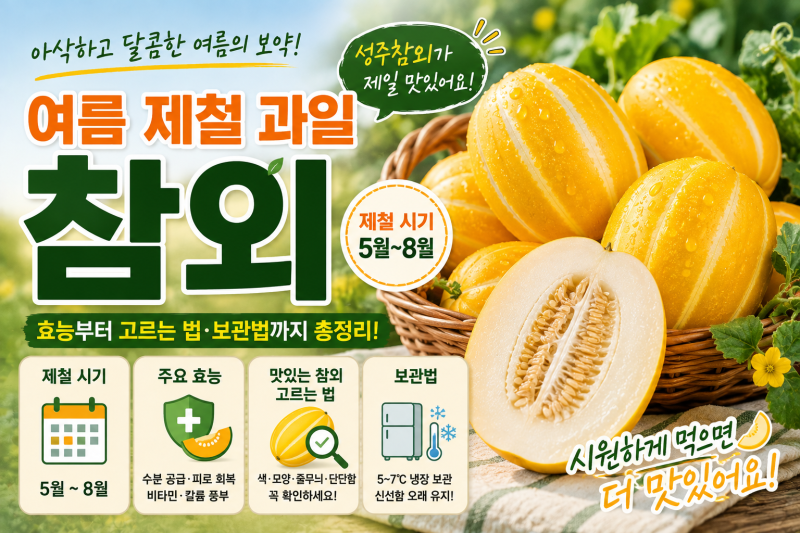 여름 제철 과일 참외｜제철 시기·효능·맛있는 참외 고르는 법·보관법여름철 노란 과일 하....