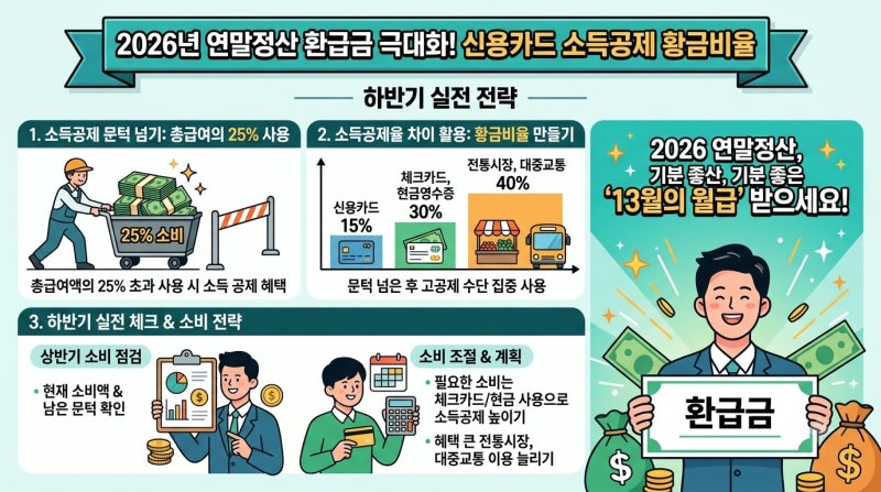 2026 연말정산 환급금 극대화! 하반기 신용카드 소득공제 황금비율 실전 전략