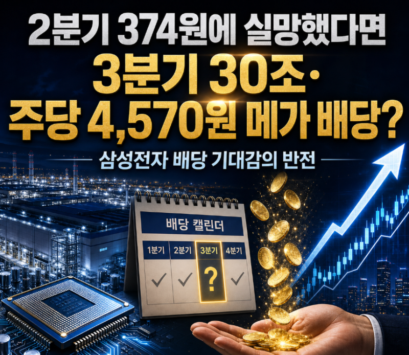 2분기 374원에 실망했다면" 삼성전자 3분기 30조 주당 4,570원 쏟아붓는 메가 배당의 반전