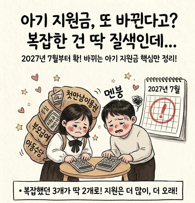 복잡한 부모급여·아동수당 싹 통합된다고? 2027 육아지원금 개편안 워킹맘 기준 완벽 정리