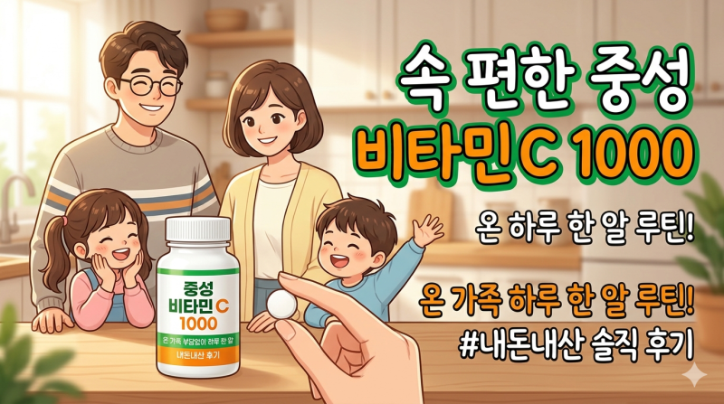 속 편한 중성 비타민C 1000 내돈내산 후기! 온 가족 부담 없이 하루 한 알 챙겨요!!