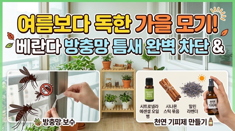 "여름보다 독한 가을 모기!" 베란다 방충망 틈새 완벽 차단 & 천연 기피제 만들기