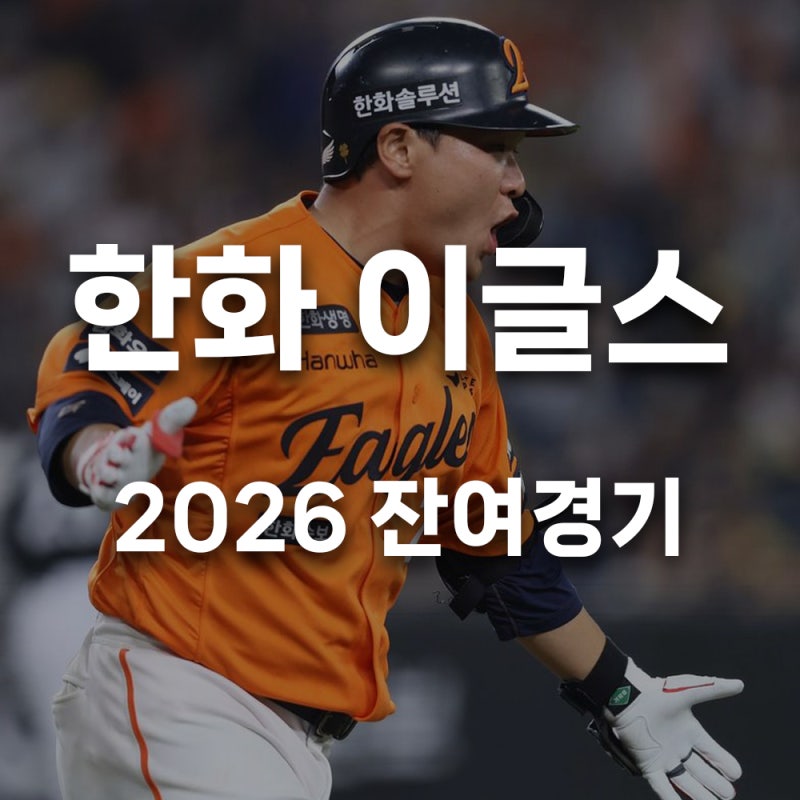2026 한화 잔여경기 일정 총정리, 노시환·문현빈·왕옌청 없는 10경기가 최대 고비