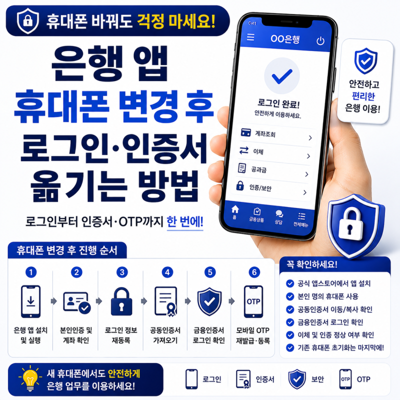 은행 앱 휴대폰 변경 후 로그인·인증서 옮기는 방법