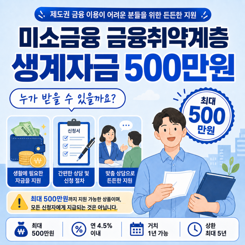 미소금융 금융취약계층 생계자금 500만원, 누가 받을 수 있을까요?