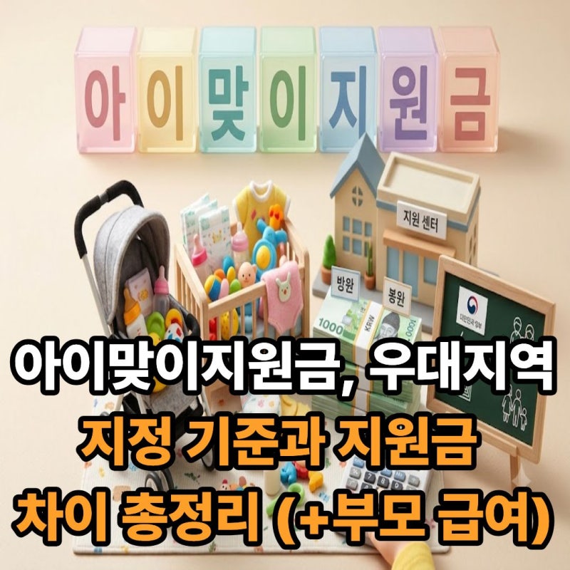 아이맞이지원금, 우대지역 지정 기준과 지원금 차이 총정리 (+부모 급여)