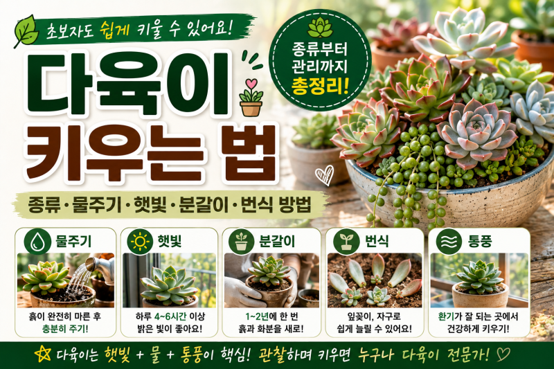 다육이 키우는 법｜종류·물주기·햇빛·분갈이·번식 방법 총정리