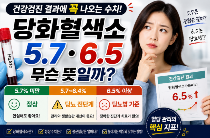 당화혈색소 5.7·6.5 무슨 뜻일까? 정상수치·당뇨 전단계 한눈에 정리!