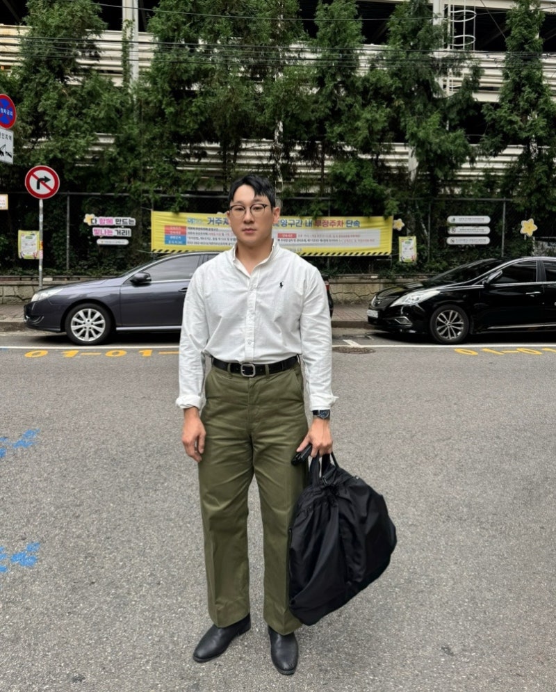 폴로 랄프로렌 옥스포드 화이트 셔츠 커스텀 핏 후기 & 브론슨 1942치노 팬츠 코디