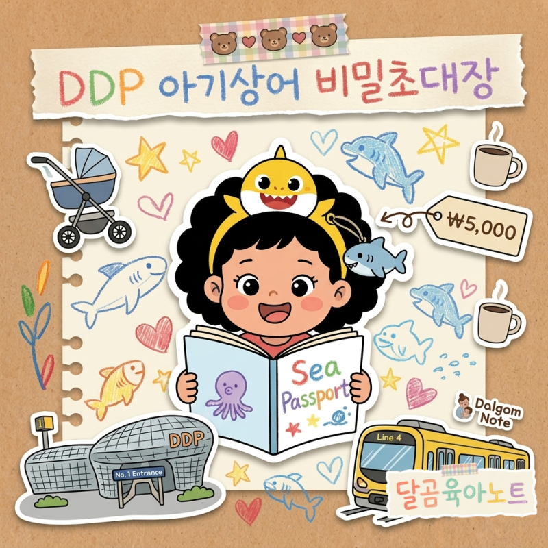 DDP 아기상어 전시 비밀초대장 비커밍샤크 | 주말 현장발권·할인·주차·유모차 & 검정 머리띠....