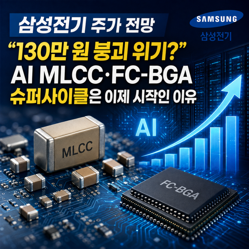 삼성전기 주가 전망 “130만 원 붕괴 위기?” AI MLCC·FC-BGA 슈퍼사이클은 이제 시작인 이유