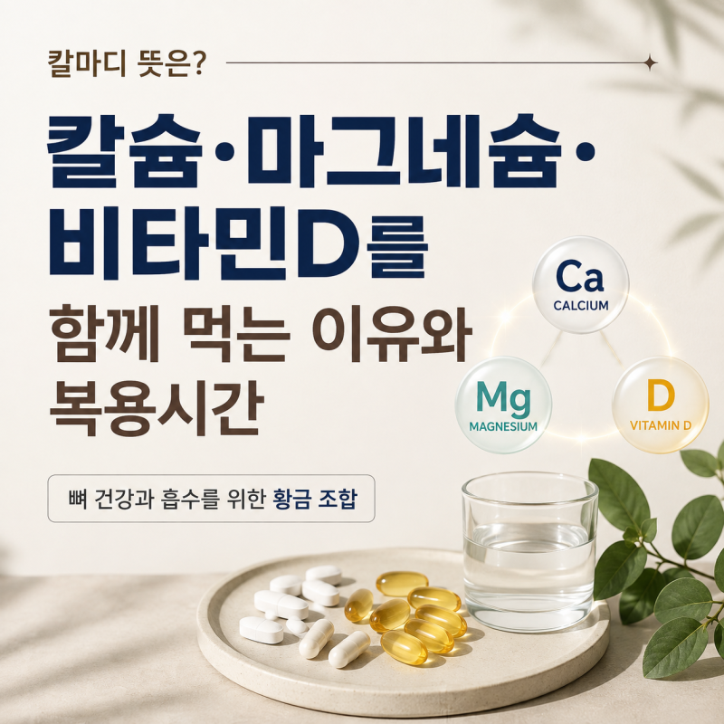 칼마디 뜻은? 칼슘 마그네슘 비타민D를 함께 먹는 이유와 복용시간