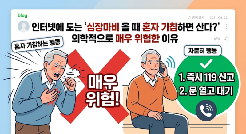 인터넷에 도는 '심장마비 올 때 혼자 기침하면 산다?' 의학적으로 매우 위험한 이유
