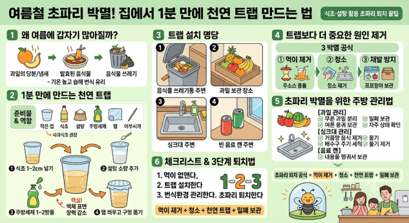 여름철 초파리 완전 박멸! 집에서 1분만에 천연 트랩 만드는 방법!! 놓치지 마세요~