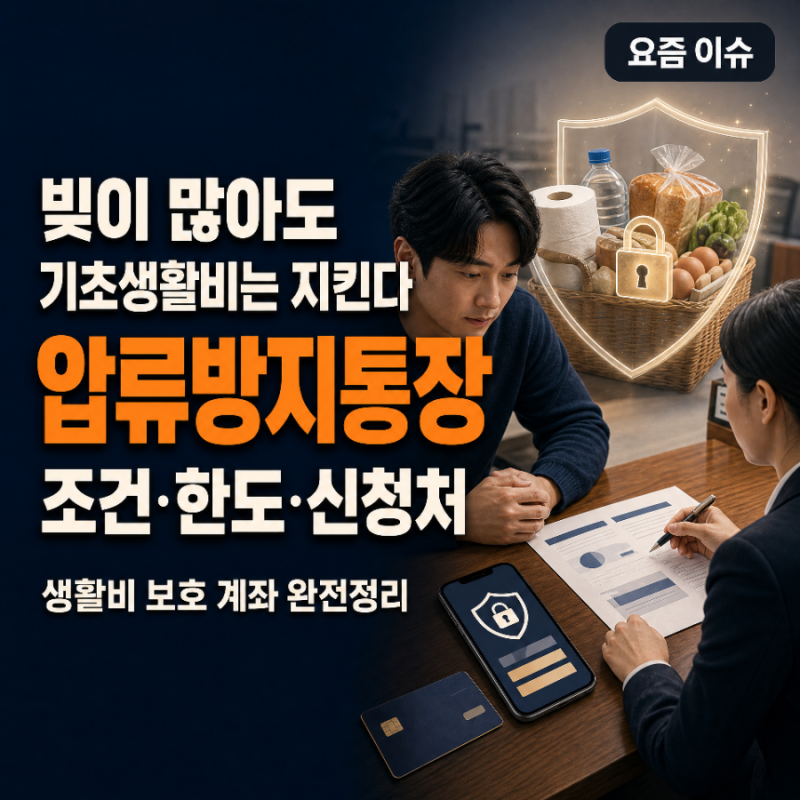 빚이 많아도 기초생활비는 지킨다 | 압류방지통장 조건·한도·신청처