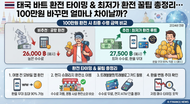 태국 바트 환전 타이밍 & 최저가 환전 꿀팁 총정리… 100만원 바꾸면 얼마나 차이날까?