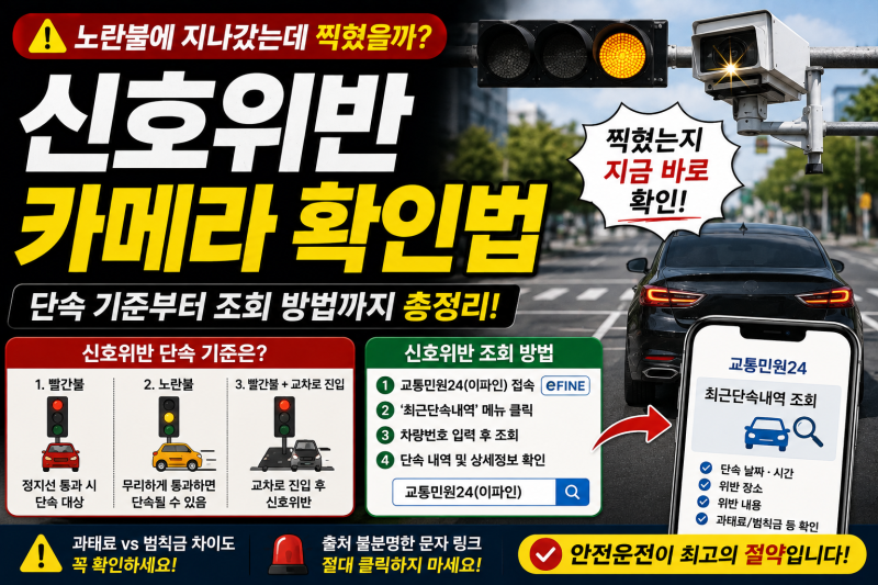 노란불에 지나갔는데 찍혔을까? 신호위반 카메라 확인법