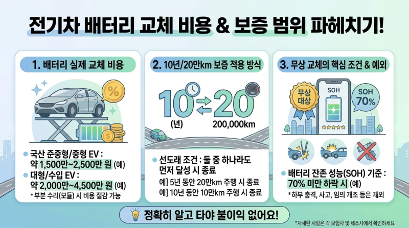 전기차 배터리 교체 비용과 보증 기간(10년/20만km)의 실제 적용 범위