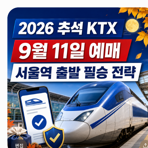 2026 추석 경부선 KTX 9월 11일 예매 일정 서울역 출발 티켓팅 필승 전략