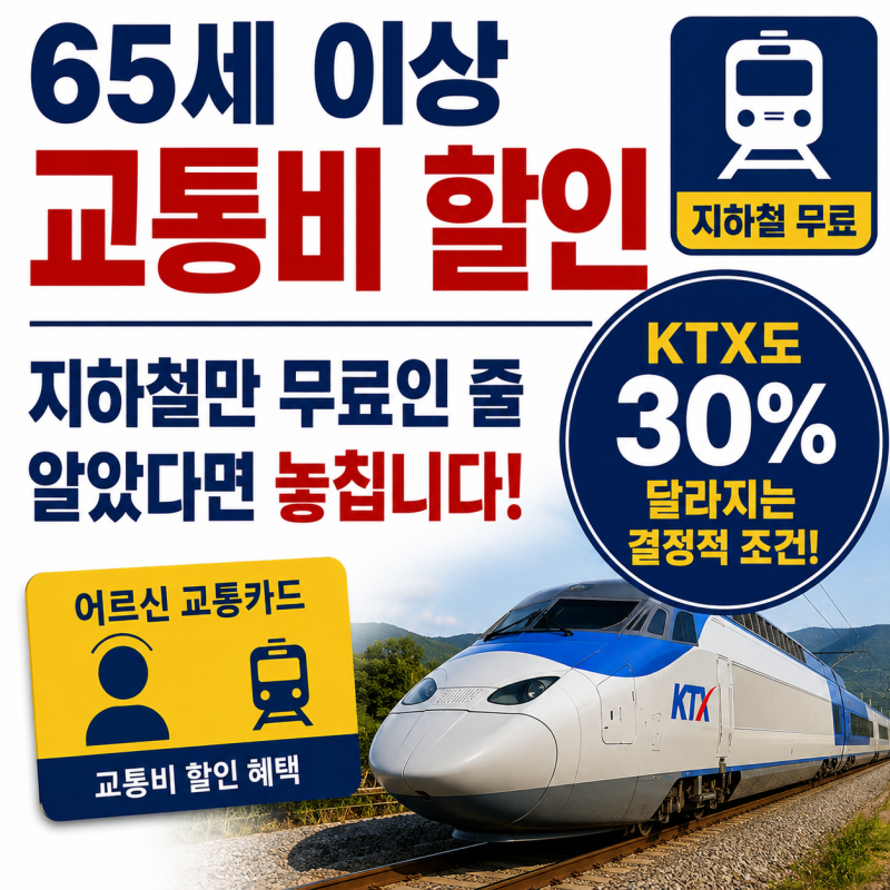 65세 이상 교통비 할인｜지하철만 무료인 줄 알았다면 놓칩니다…KTX도 ‘30%’ 달라지는 결정....